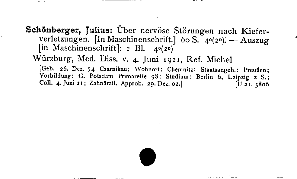 [Katalogkarte Dissertationenkatalog bis 1980]