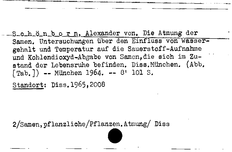 [Katalogkarte Dissertationenkatalog bis 1980]