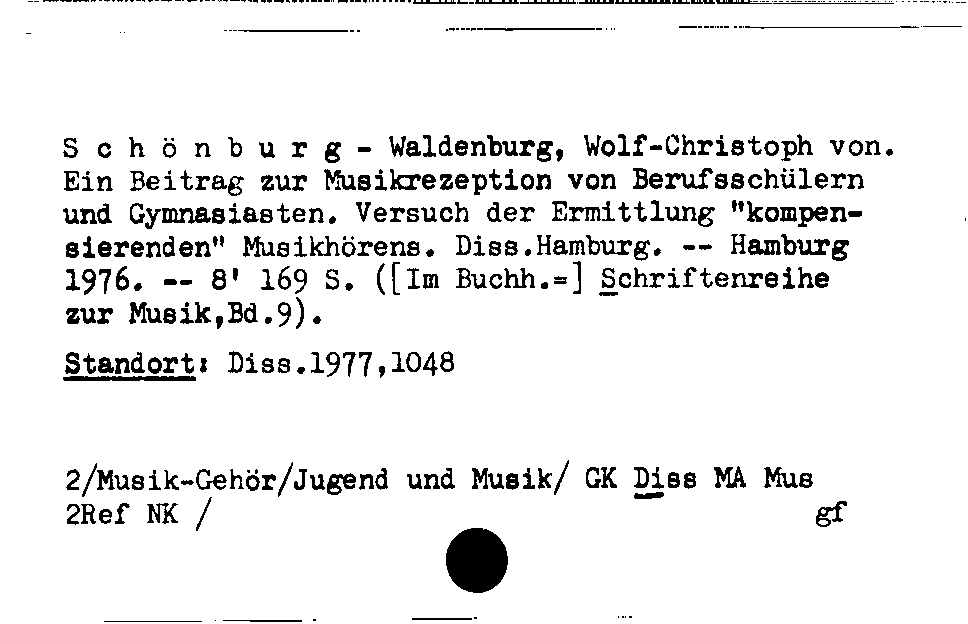 [Katalogkarte Dissertationenkatalog bis 1980]