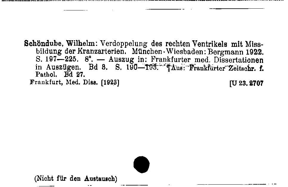 [Katalogkarte Dissertationenkatalog bis 1980]