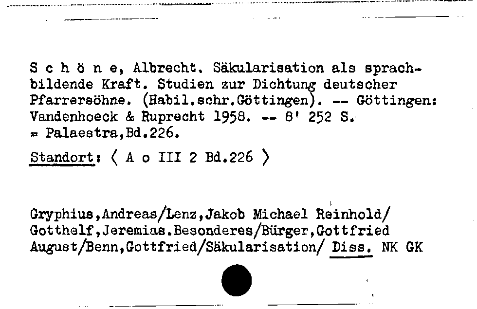 [Katalogkarte Dissertationenkatalog bis 1980]