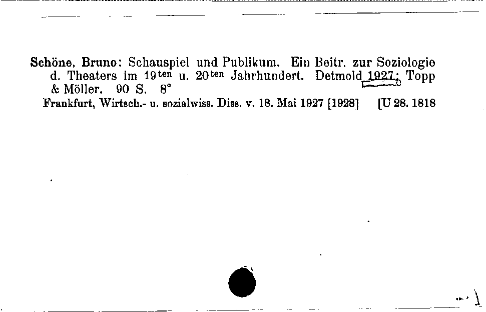 [Katalogkarte Dissertationenkatalog bis 1980]