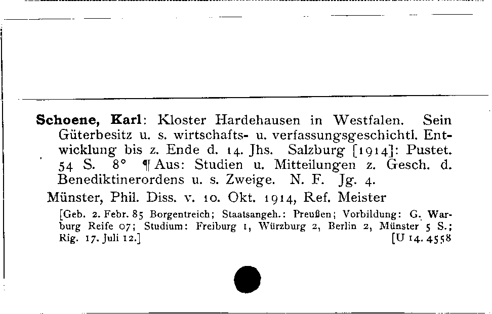 [Katalogkarte Dissertationenkatalog bis 1980]