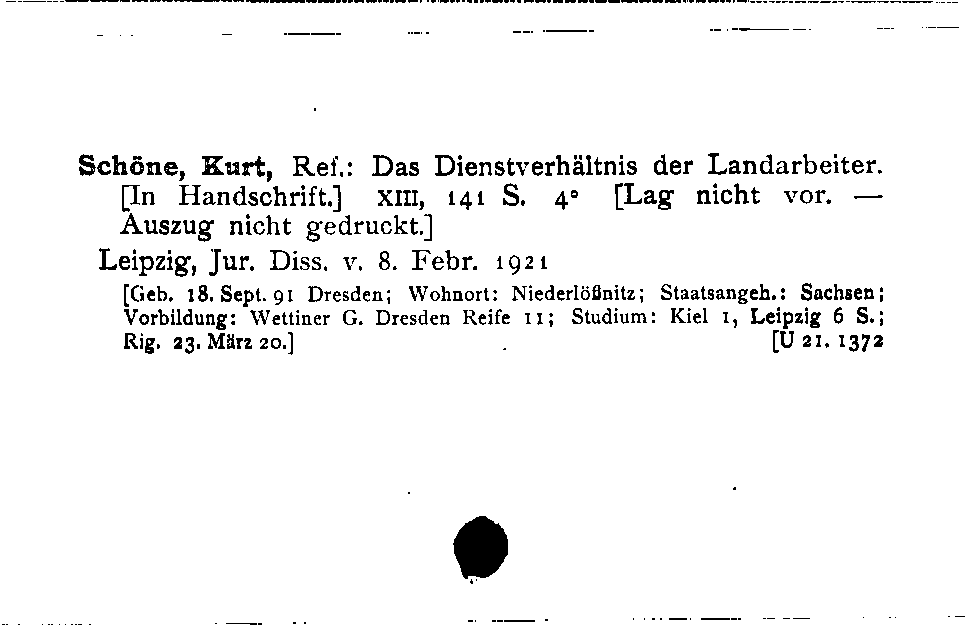 [Katalogkarte Dissertationenkatalog bis 1980]