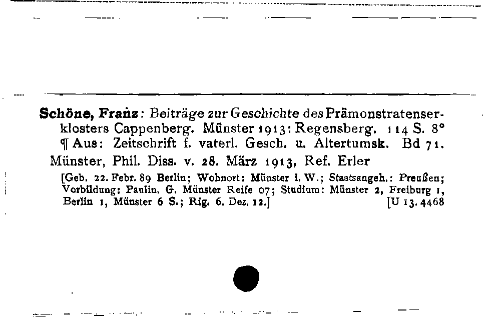 [Katalogkarte Dissertationenkatalog bis 1980]