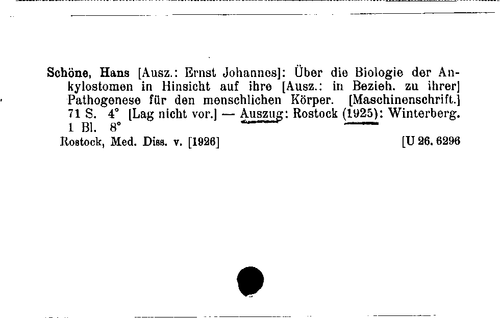 [Katalogkarte Dissertationenkatalog bis 1980]