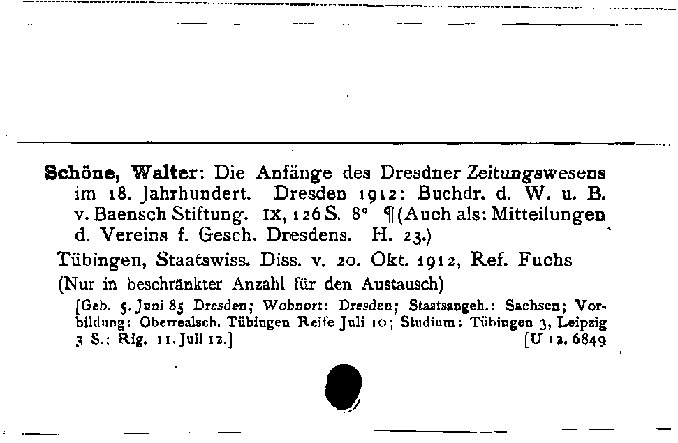 [Katalogkarte Dissertationenkatalog bis 1980]