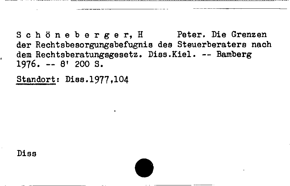 [Katalogkarte Dissertationenkatalog bis 1980]