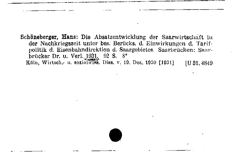 [Katalogkarte Dissertationenkatalog bis 1980]