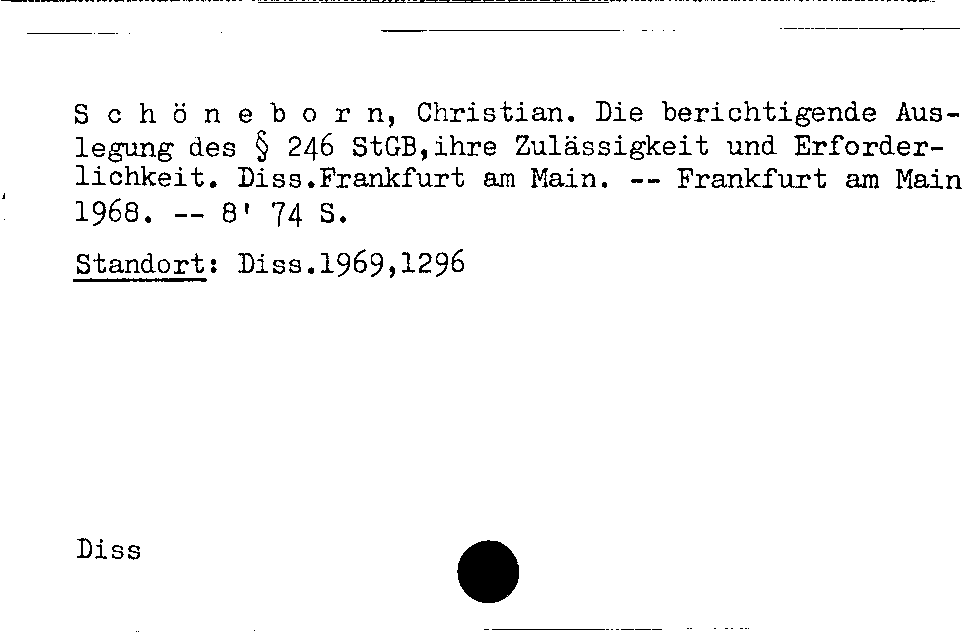 [Katalogkarte Dissertationenkatalog bis 1980]