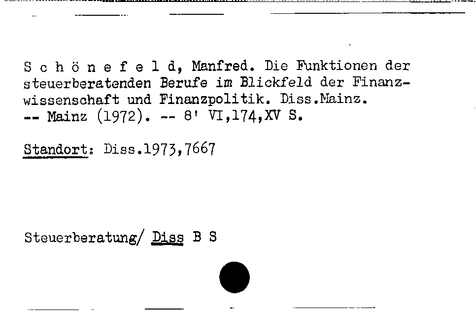 [Katalogkarte Dissertationenkatalog bis 1980]