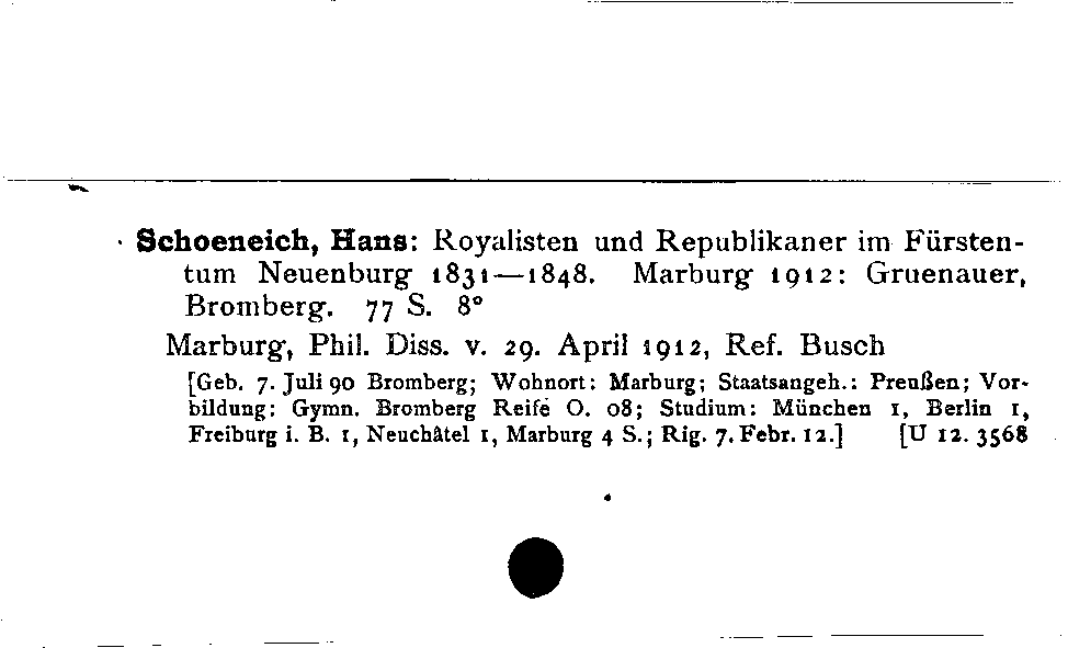 [Katalogkarte Dissertationenkatalog bis 1980]