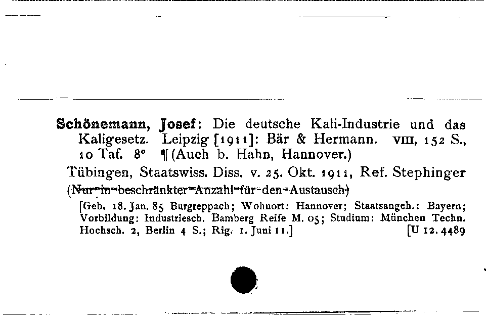 [Katalogkarte Dissertationenkatalog bis 1980]