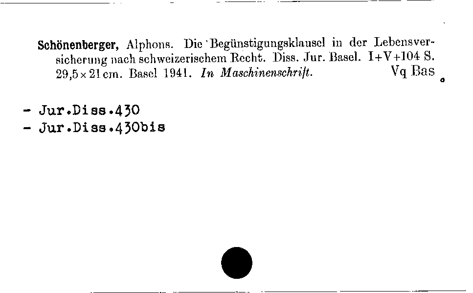 [Katalogkarte Dissertationenkatalog bis 1980]