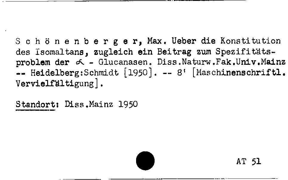 [Katalogkarte Dissertationenkatalog bis 1980]