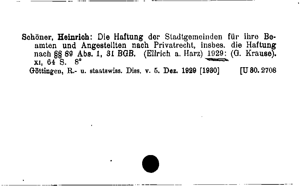 [Katalogkarte Dissertationenkatalog bis 1980]