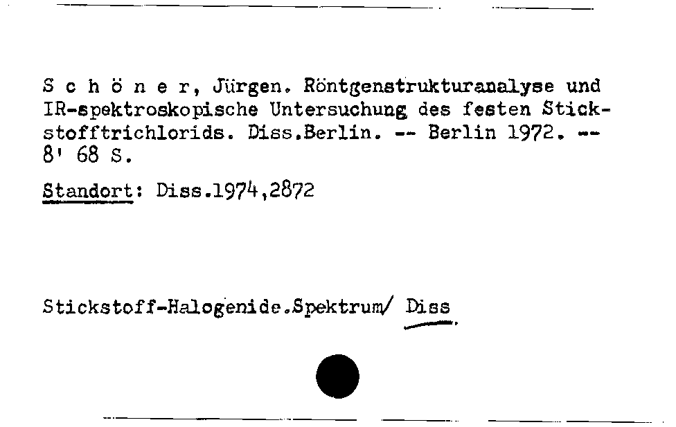 [Katalogkarte Dissertationenkatalog bis 1980]