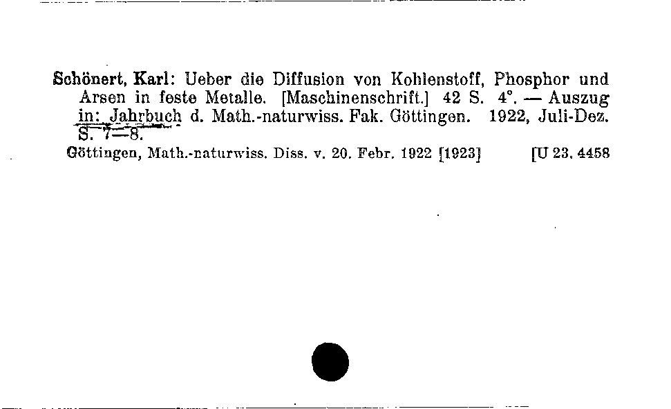 [Katalogkarte Dissertationenkatalog bis 1980]