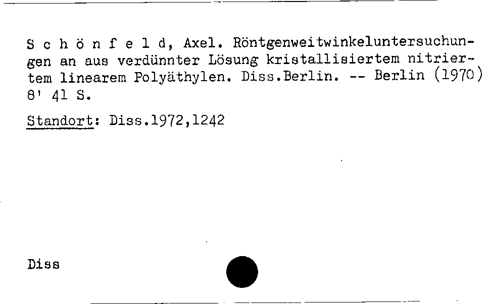 [Katalogkarte Dissertationenkatalog bis 1980]