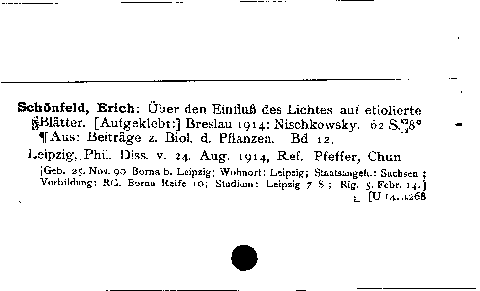 [Katalogkarte Dissertationenkatalog bis 1980]