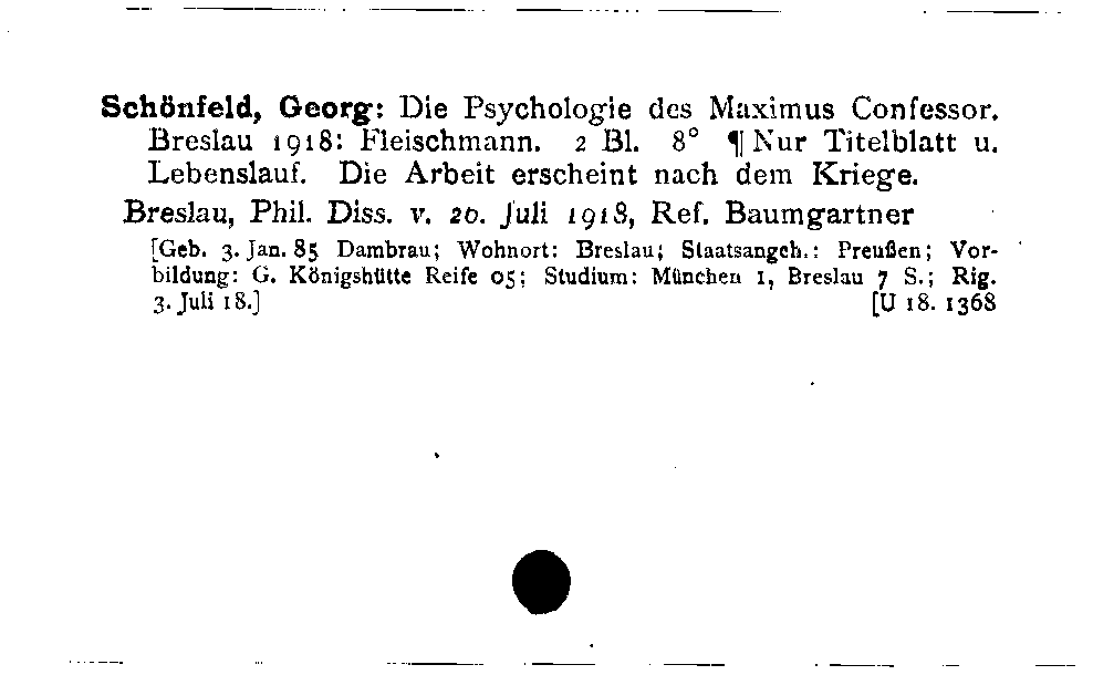 [Katalogkarte Dissertationenkatalog bis 1980]