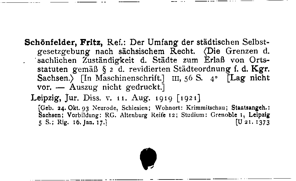 [Katalogkarte Dissertationenkatalog bis 1980]