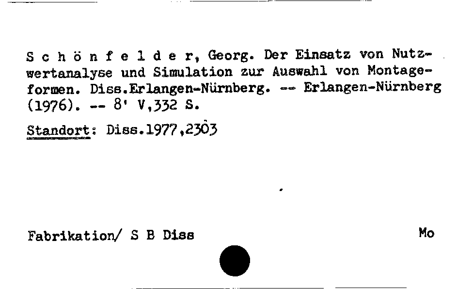 [Katalogkarte Dissertationenkatalog bis 1980]