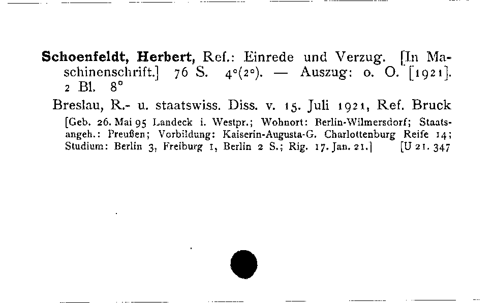 [Katalogkarte Dissertationenkatalog bis 1980]