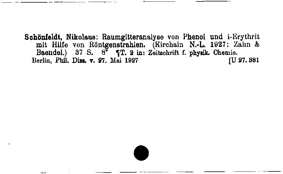 [Katalogkarte Dissertationenkatalog bis 1980]