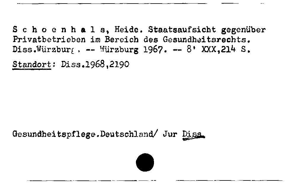 [Katalogkarte Dissertationenkatalog bis 1980]