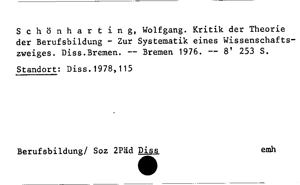 [Katalogkarte Dissertationenkatalog bis 1980]