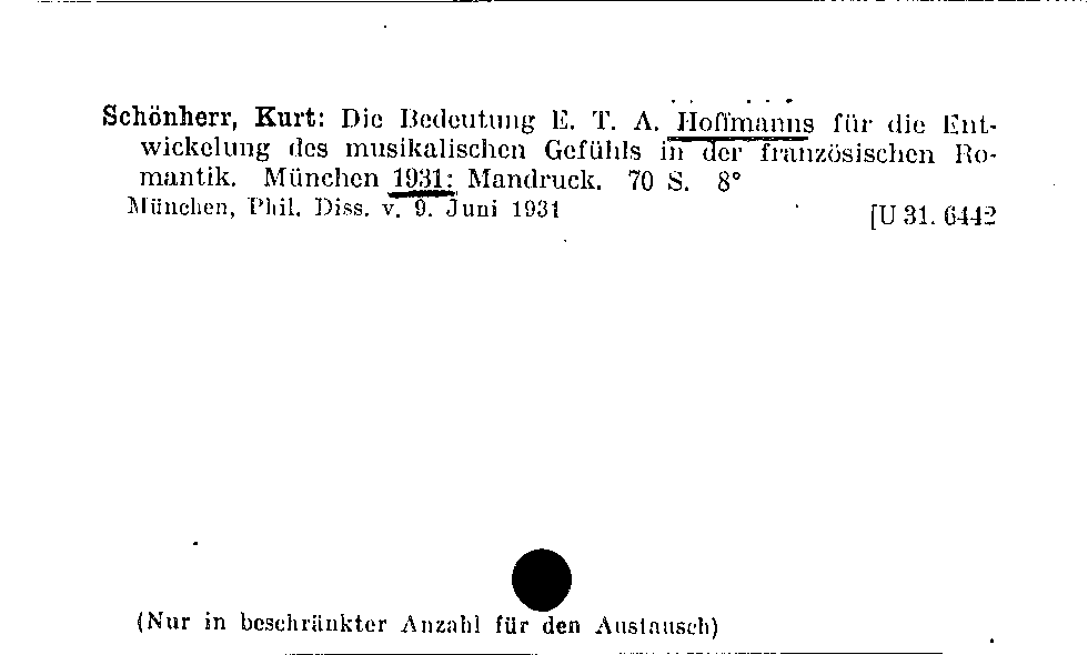 [Katalogkarte Dissertationenkatalog bis 1980]