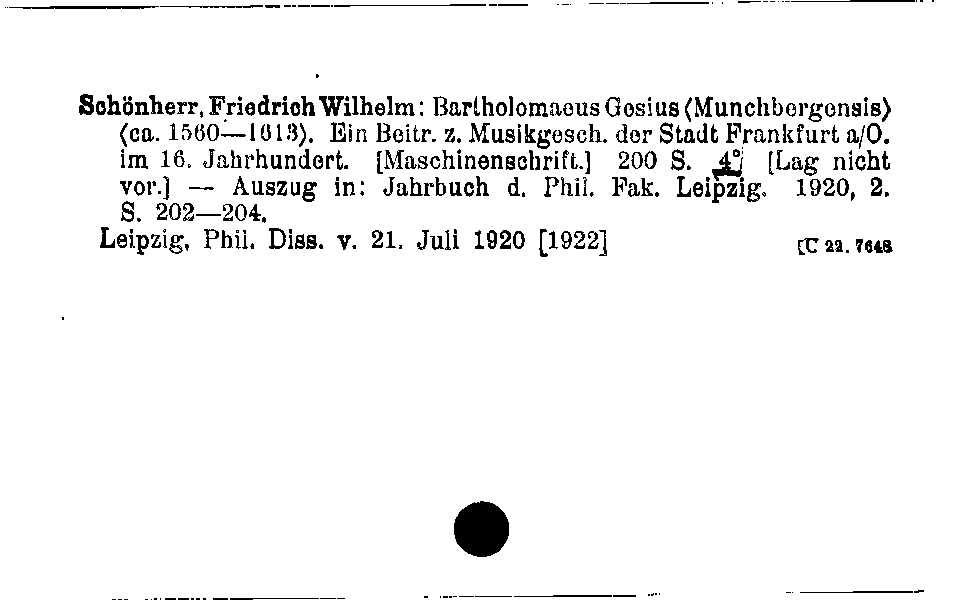 [Katalogkarte Dissertationenkatalog bis 1980]