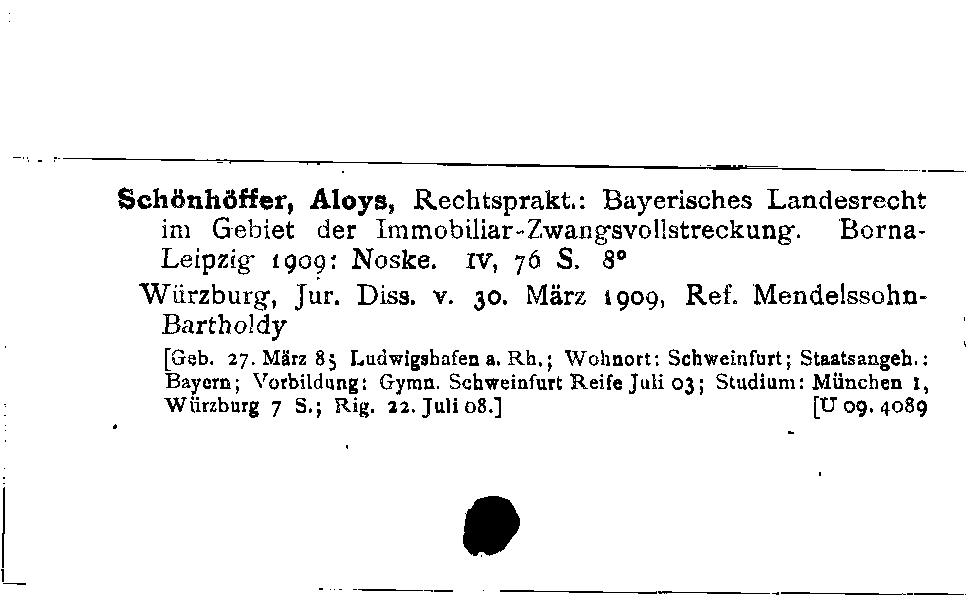 [Katalogkarte Dissertationenkatalog bis 1980]