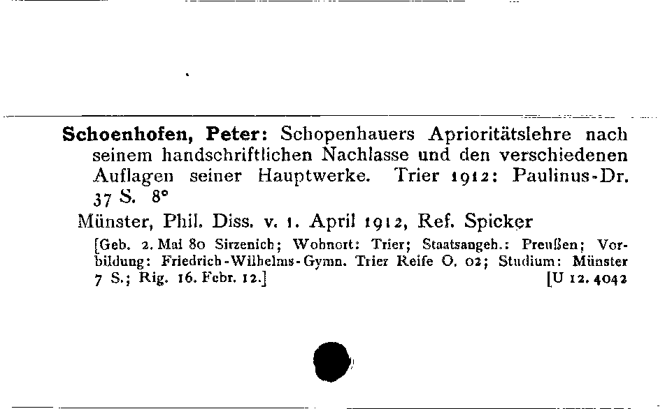 [Katalogkarte Dissertationenkatalog bis 1980]