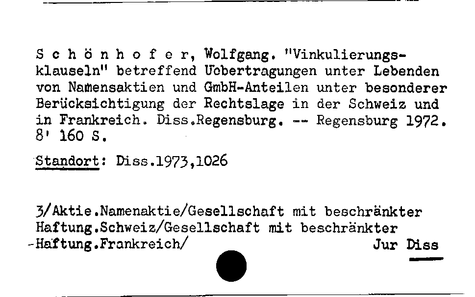 [Katalogkarte Dissertationenkatalog bis 1980]