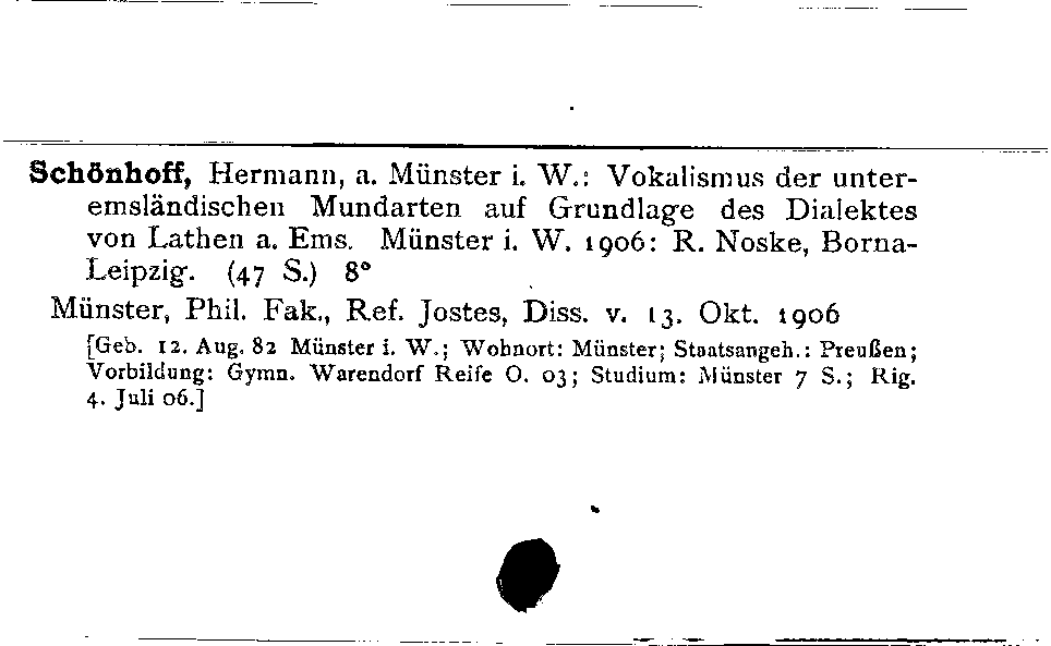 [Katalogkarte Dissertationenkatalog bis 1980]