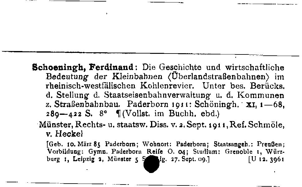 [Katalogkarte Dissertationenkatalog bis 1980]