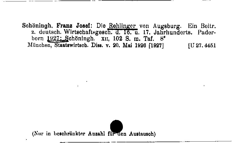 [Katalogkarte Dissertationenkatalog bis 1980]