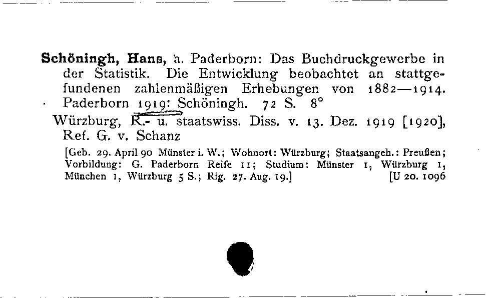 [Katalogkarte Dissertationenkatalog bis 1980]