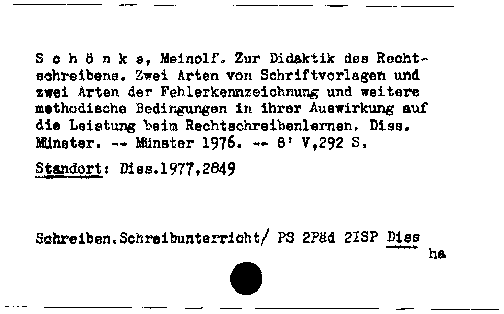 [Katalogkarte Dissertationenkatalog bis 1980]