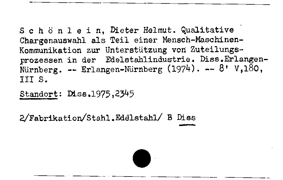 [Katalogkarte Dissertationenkatalog bis 1980]