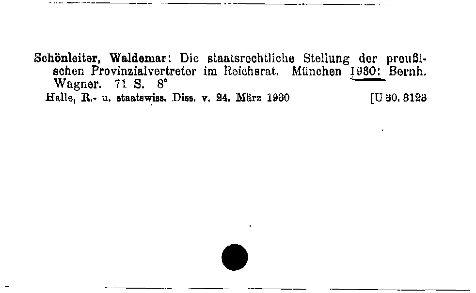 [Katalogkarte Dissertationenkatalog bis 1980]