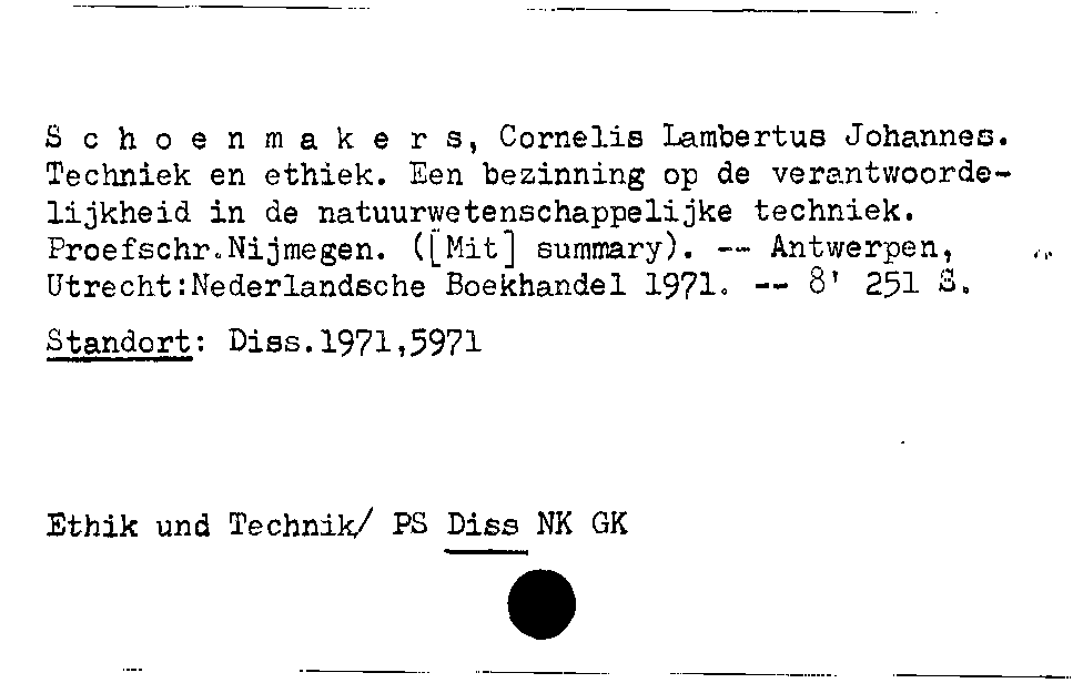 [Katalogkarte Dissertationenkatalog bis 1980]