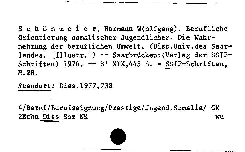 [Katalogkarte Dissertationenkatalog bis 1980]