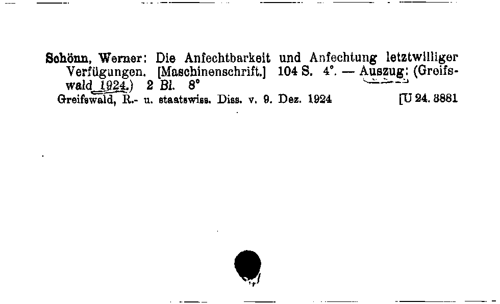 [Katalogkarte Dissertationenkatalog bis 1980]