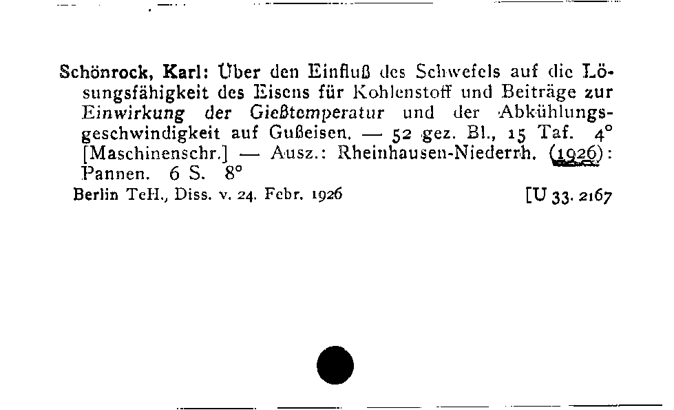 [Katalogkarte Dissertationenkatalog bis 1980]