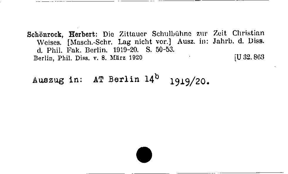 [Katalogkarte Dissertationenkatalog bis 1980]