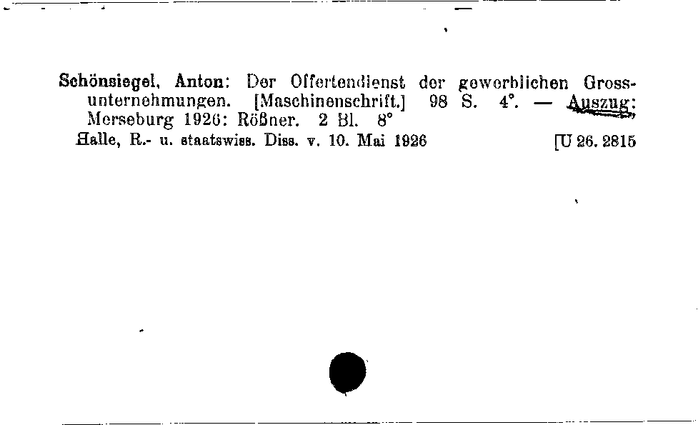 [Katalogkarte Dissertationenkatalog bis 1980]