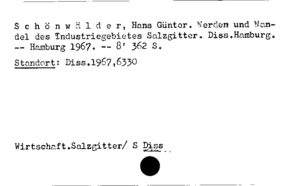 [Katalogkarte Dissertationenkatalog bis 1980]